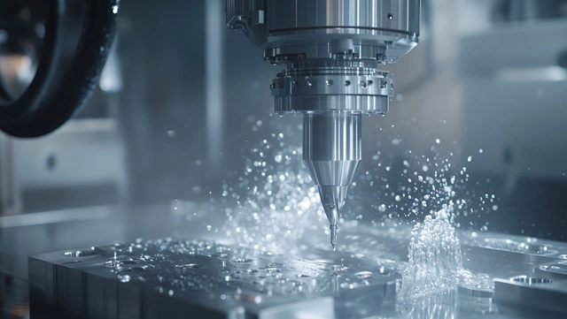High-precision CNC milling machine producing tight-tolerance parts for life sciences applications.