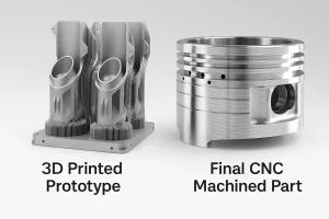 3D printed prototype versus final CNC machined part