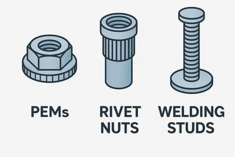 PEM inserts, rivet nus, welding studs