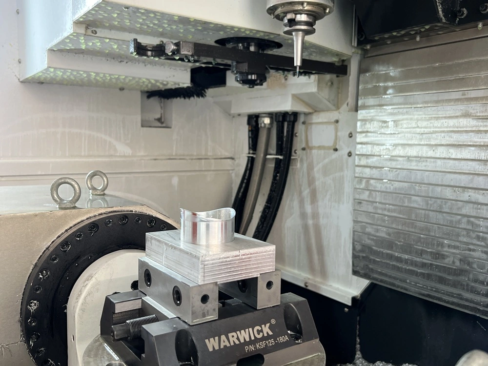 Close-up of CNC milling - precision machining of metal parts.