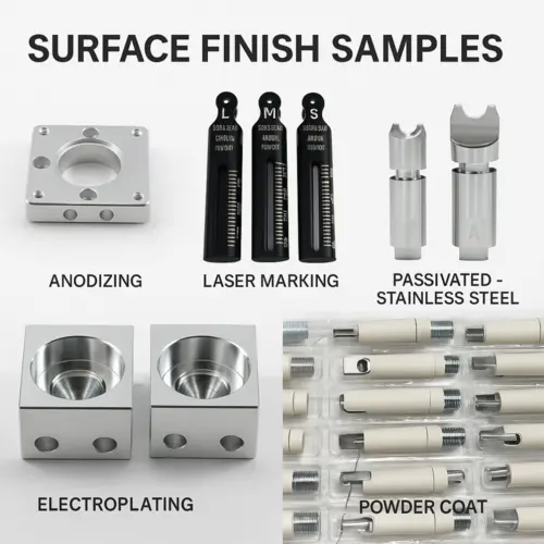 surface finish samples anodizing powder coat bead blast plating
