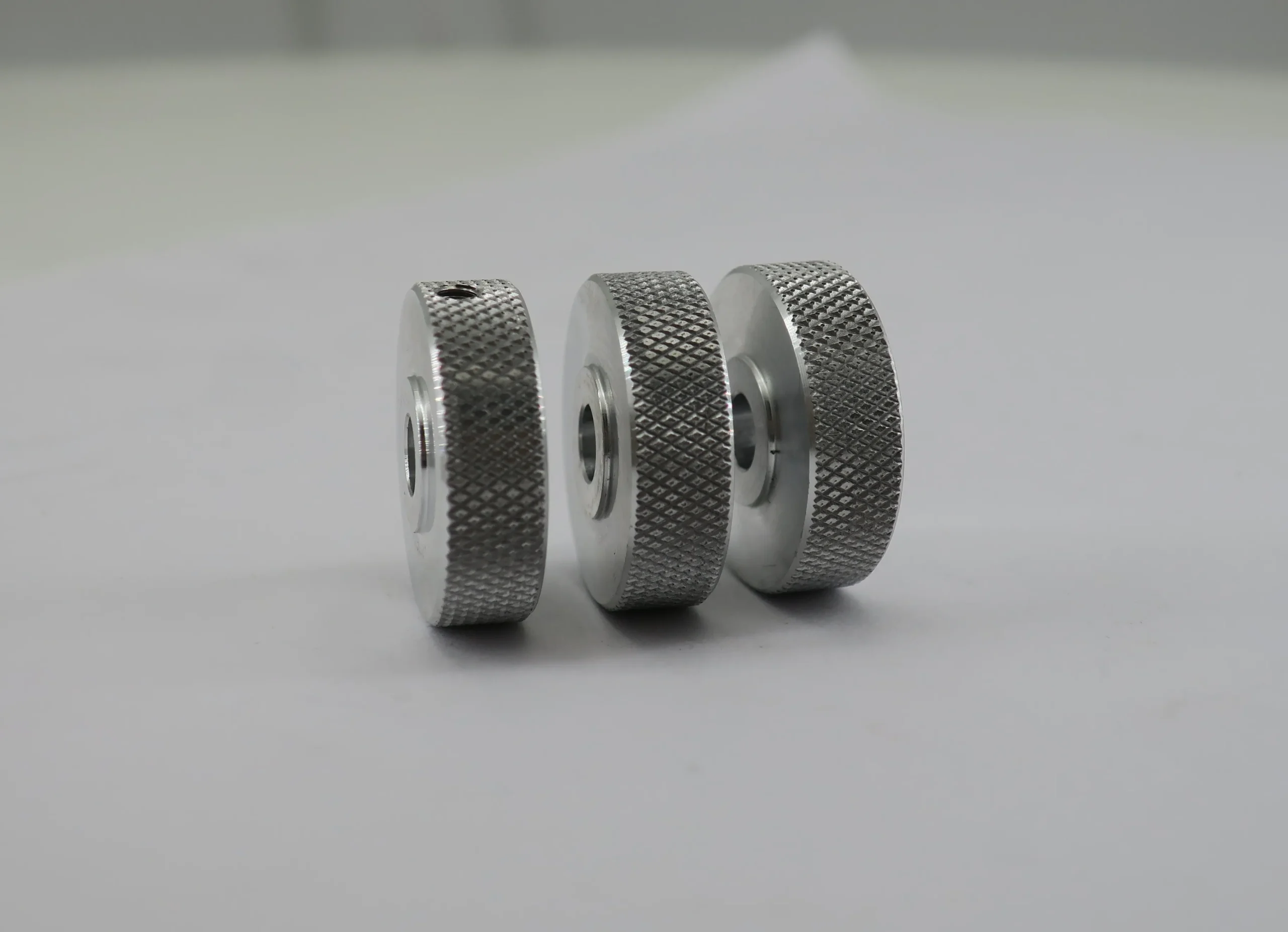 Diamond aluminum knurl parts close-up