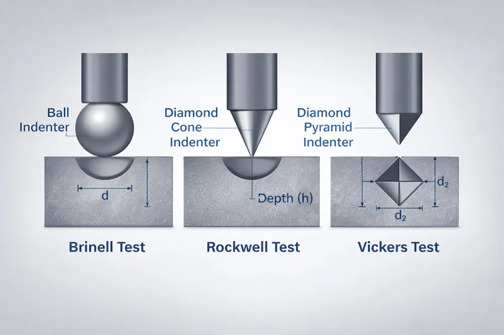 Hardness test indentation diagram.