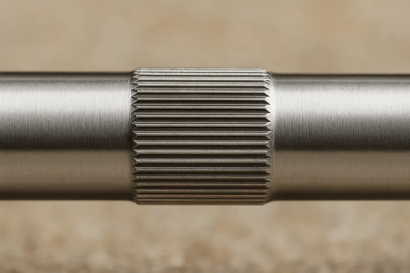 Straight knurled steel shaft for press-fit applications showing linear knurl pattern