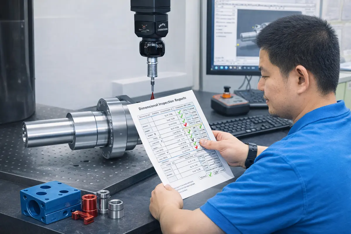 CNC turned parts undergoing CMM inspection for tolerance verification