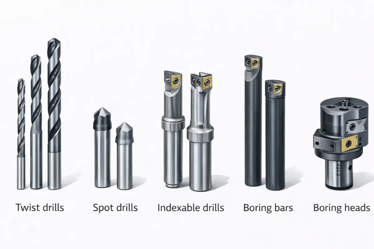 Common tools gallery twist drills, spot drills, indexable drills, boring bars and heads
