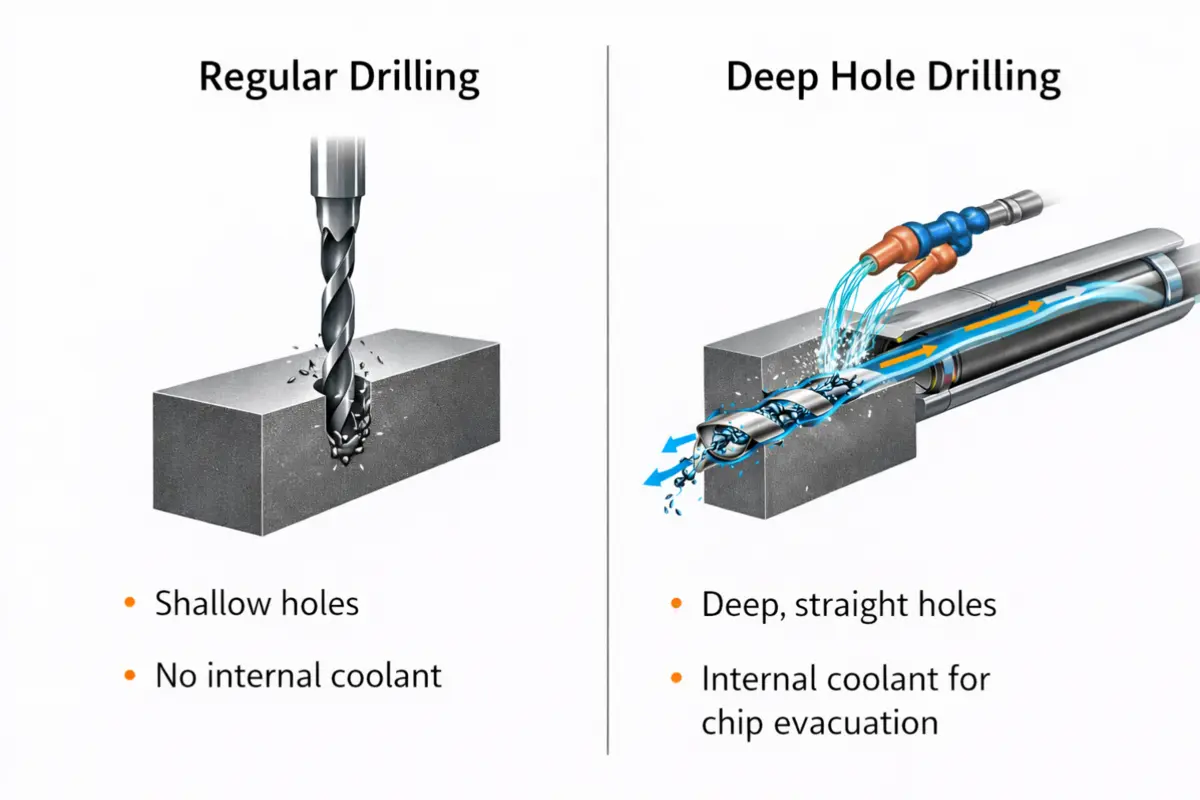 comparison infographic regular drilling vs deep hole drilling