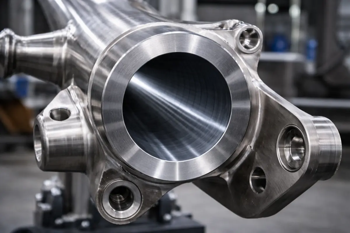 long straight bore in aerospace landing gear component made by deep hole drilling