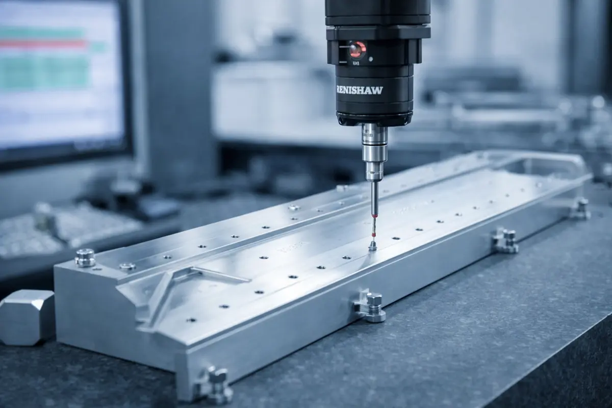 inspecting CNC machined parts with CMM under ISO 13485 quality control standards