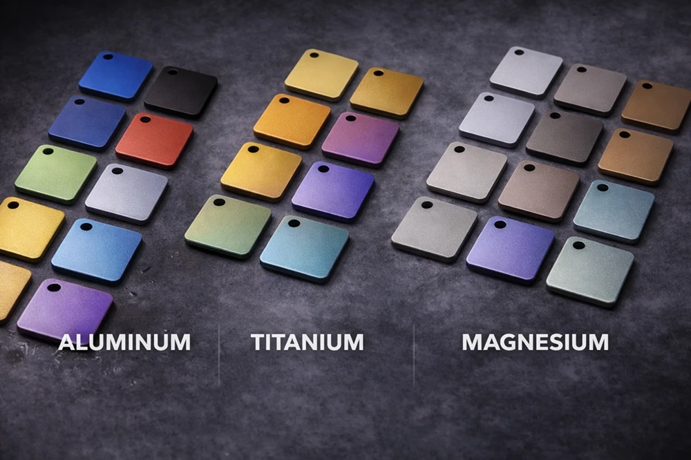 Anodized aluminum, titanium, and magnesium samples