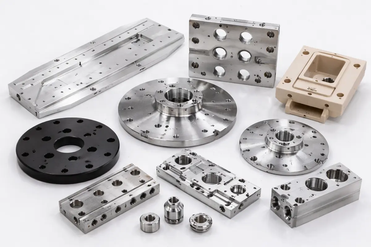 Custom CNC machined aluminum and steel components manufactured by Rollyu Precision