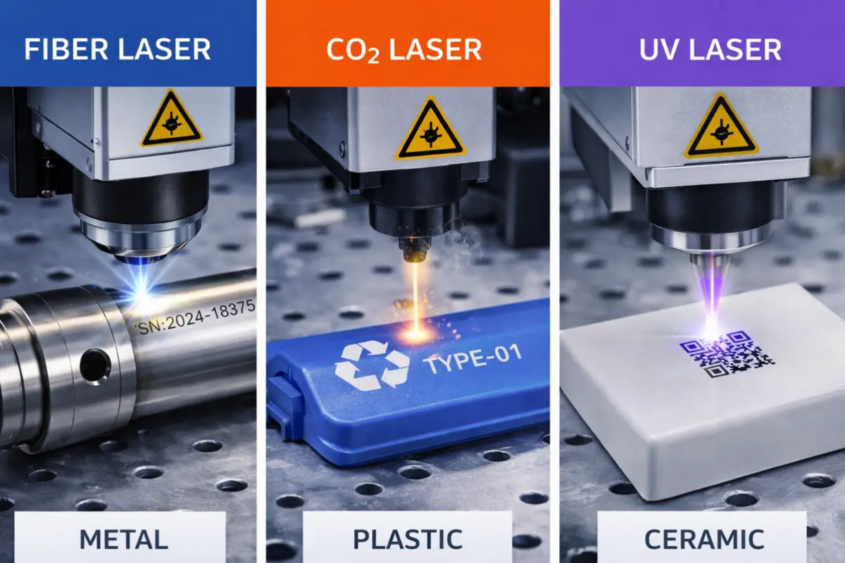 Different types of lasers for marking metals, plastics, and ceramics
