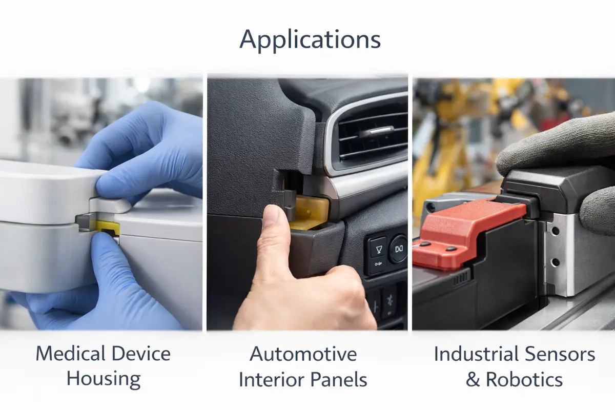 Snap-fit enclosure for industrials medical automotive sensors