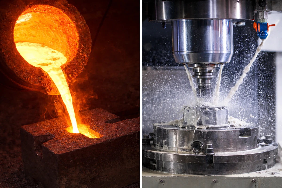 comparing molten metal casting and precision CNC machining processes