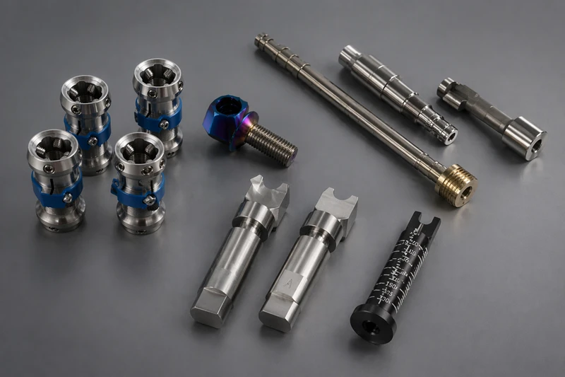  Custom micro-components Swiss machined from 316 stainless steel, 6061 aluminum, brass, and titanium alloys