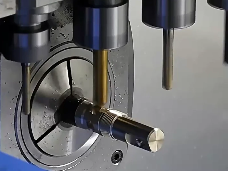 a Swiss machining guide bushing supports bar stock at the exact point of cut to prevent workpiece deflection