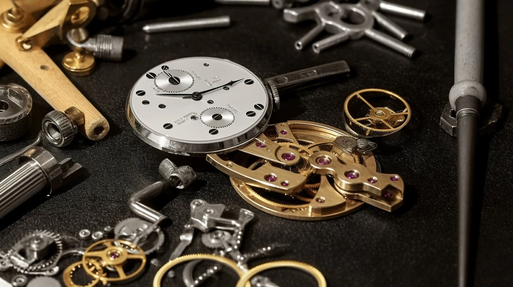 vintage mechanical pocket watch gears