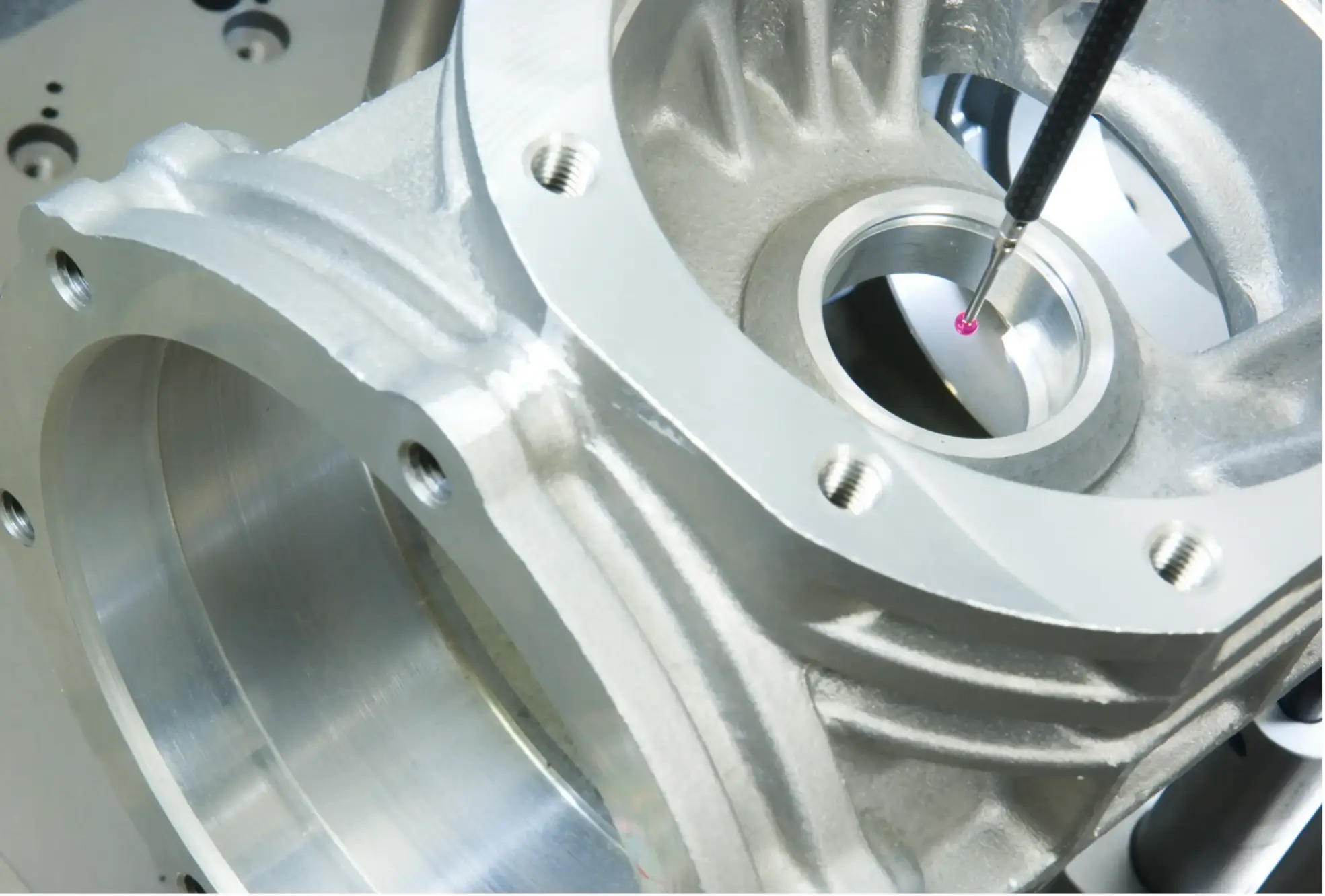 CMM inspection of precision cast aluminum housing after CNC machining