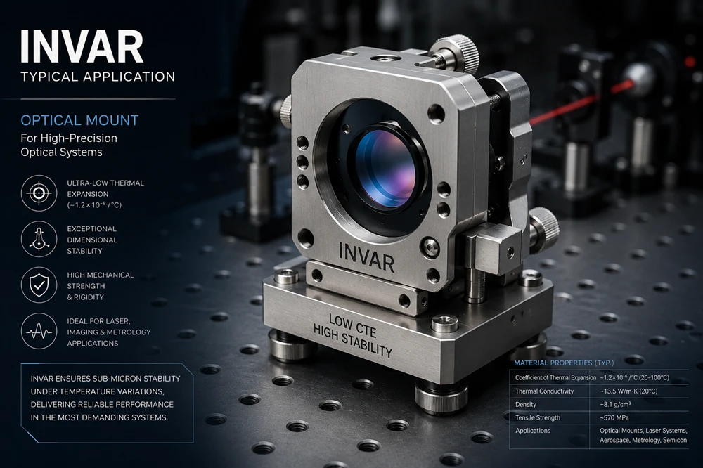 Invar 36 CNC machined optical mount requiring zero thermal expansion