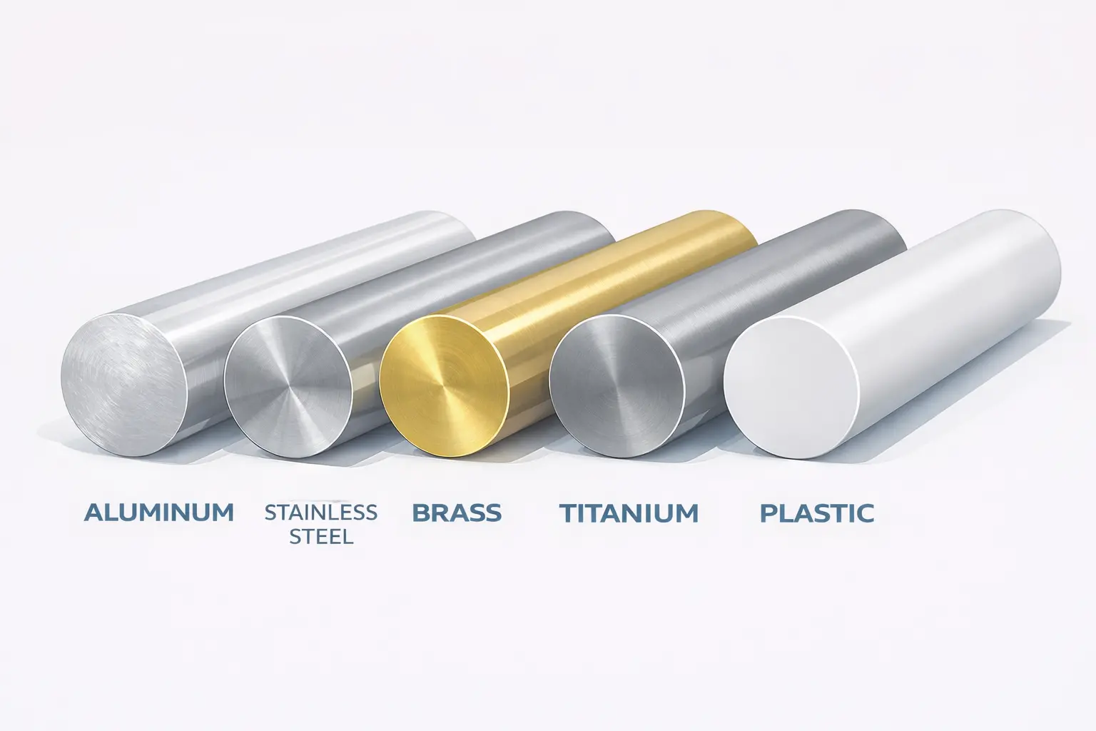 different engineering materials including brass used for CNC machining