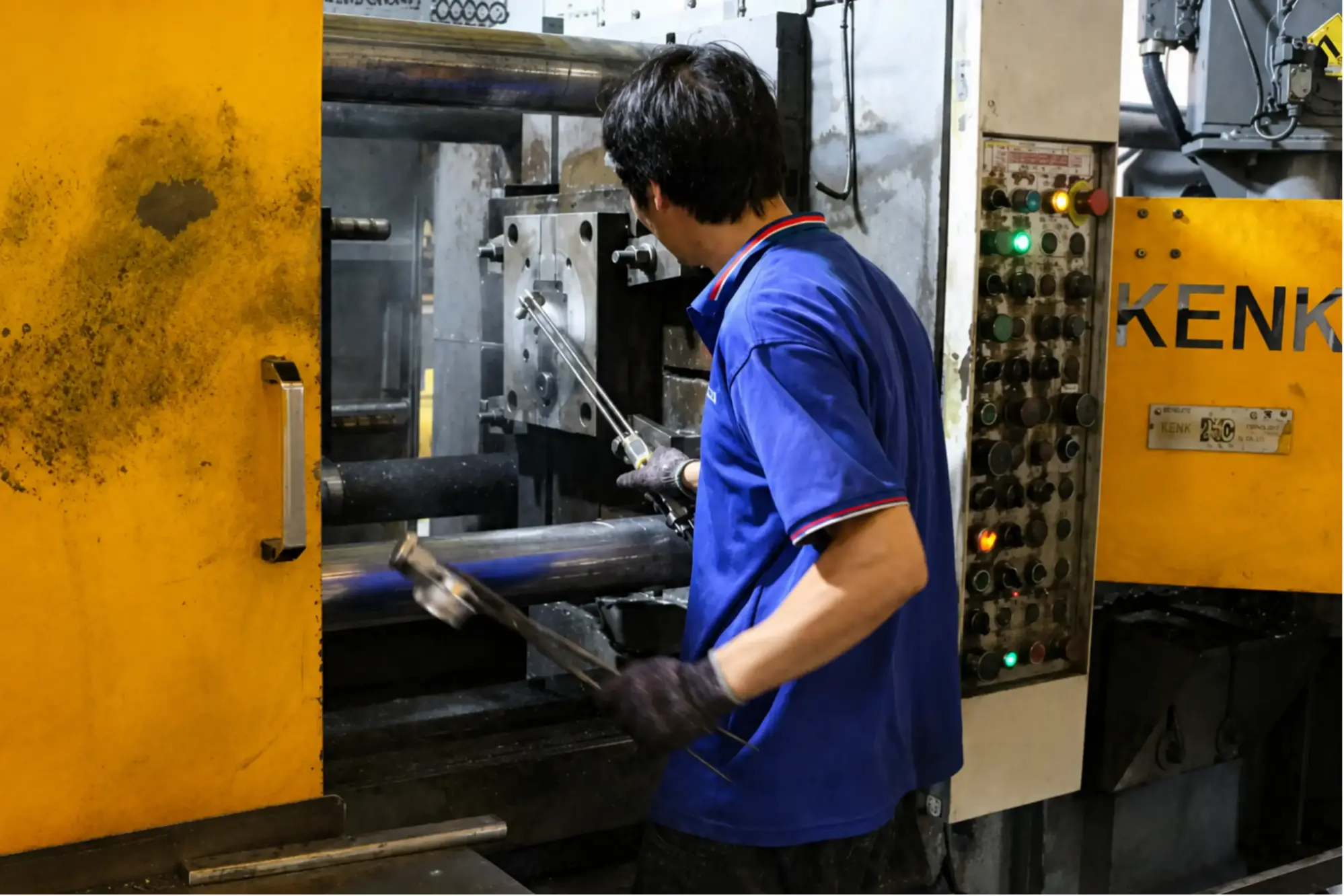 industrial aluminum casting operation in manufacturing workshop