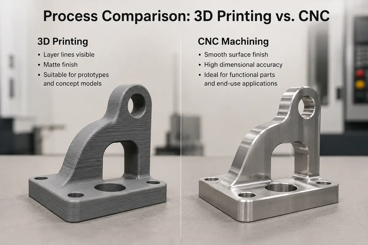 CNC and 3D printed prototype surface finish comparison