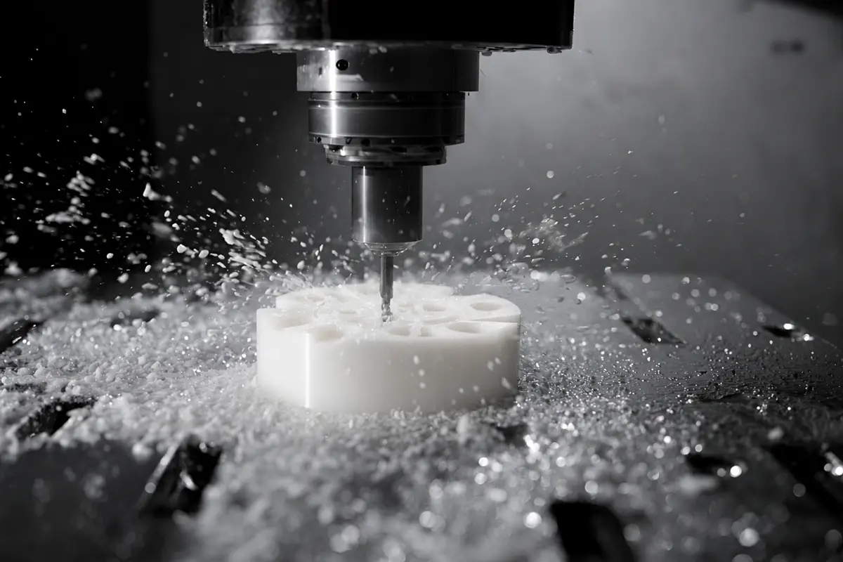 CNC milling process for precision machined plastic part