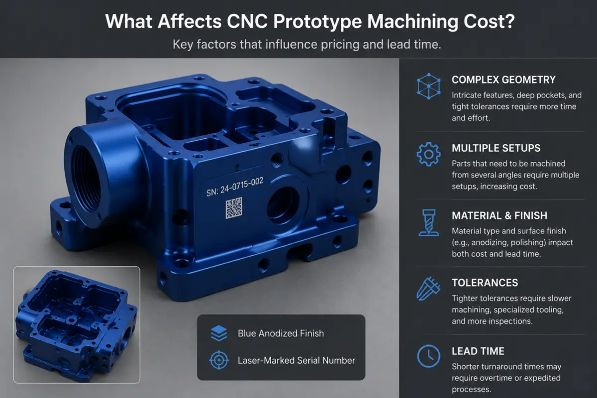 CNC prototype machining cost factors for aluminum housing
