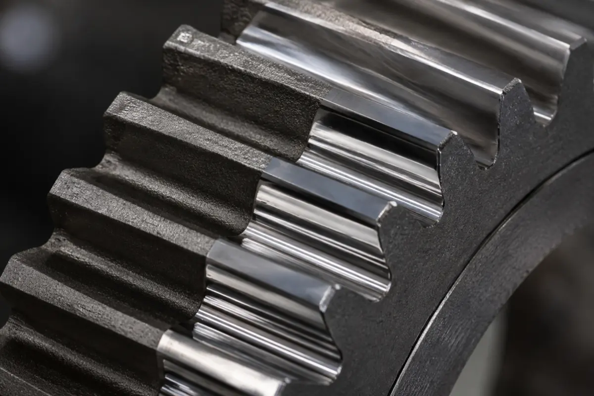 Carburized 9310 gear teeth with hardened surface