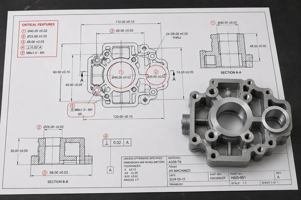 Critical features identified before die casting