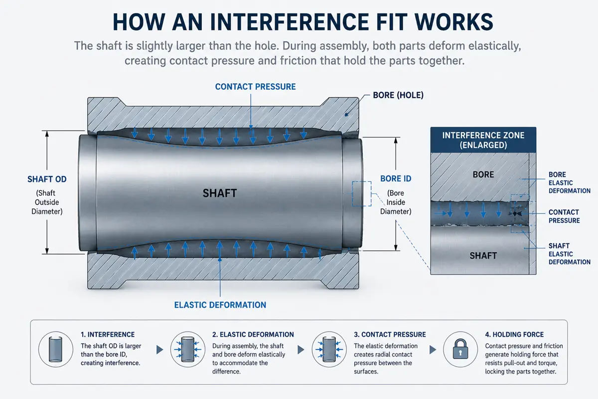 How an interference fit creates contact pressure