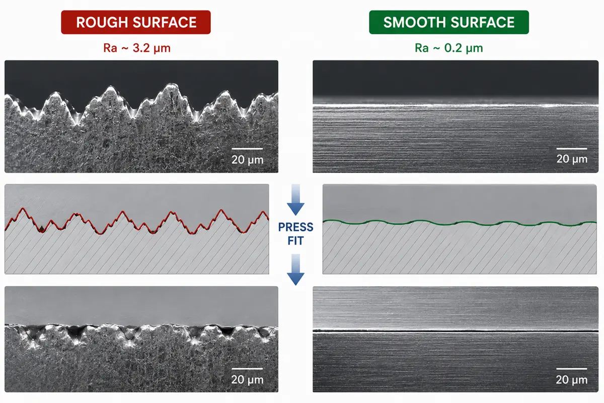 Rough vs smooth surface finish for interference fits