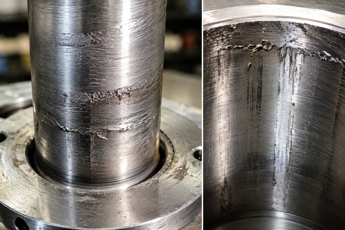 Surface tearing caused by excessive interference fit force