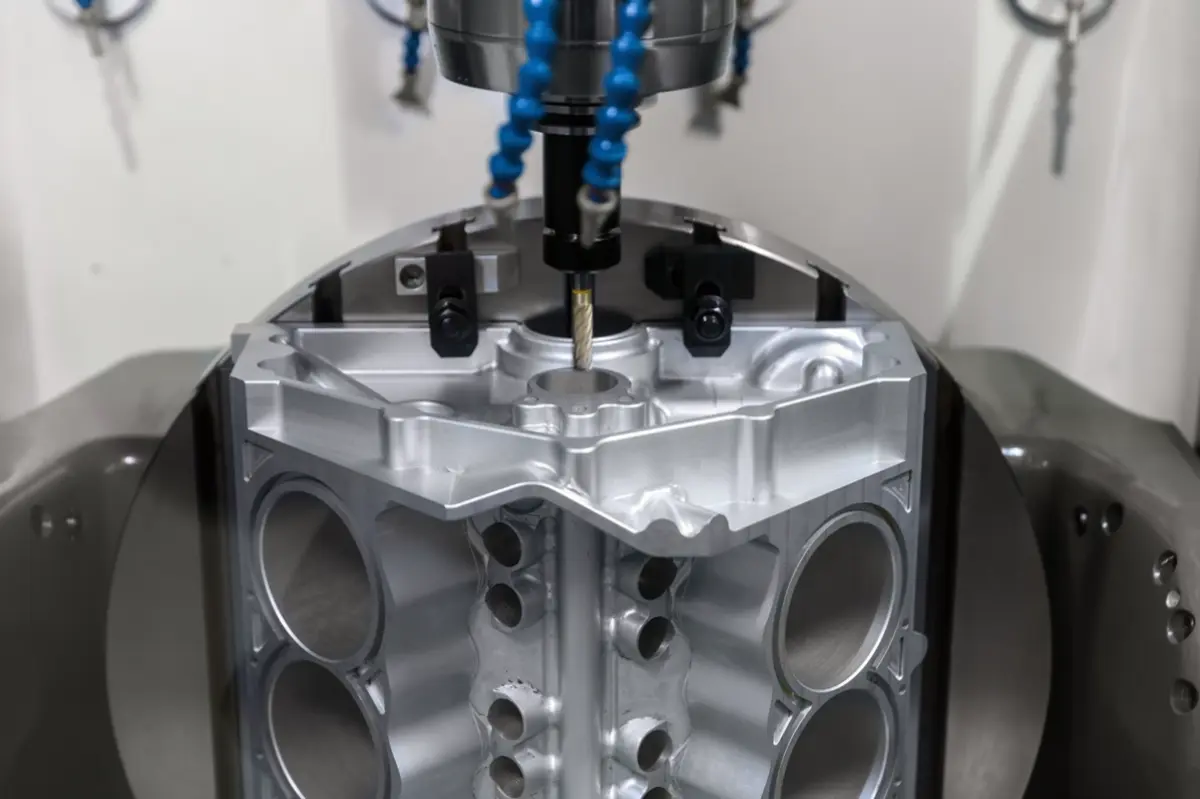 5-axis CNC machine milling complex aluminum
