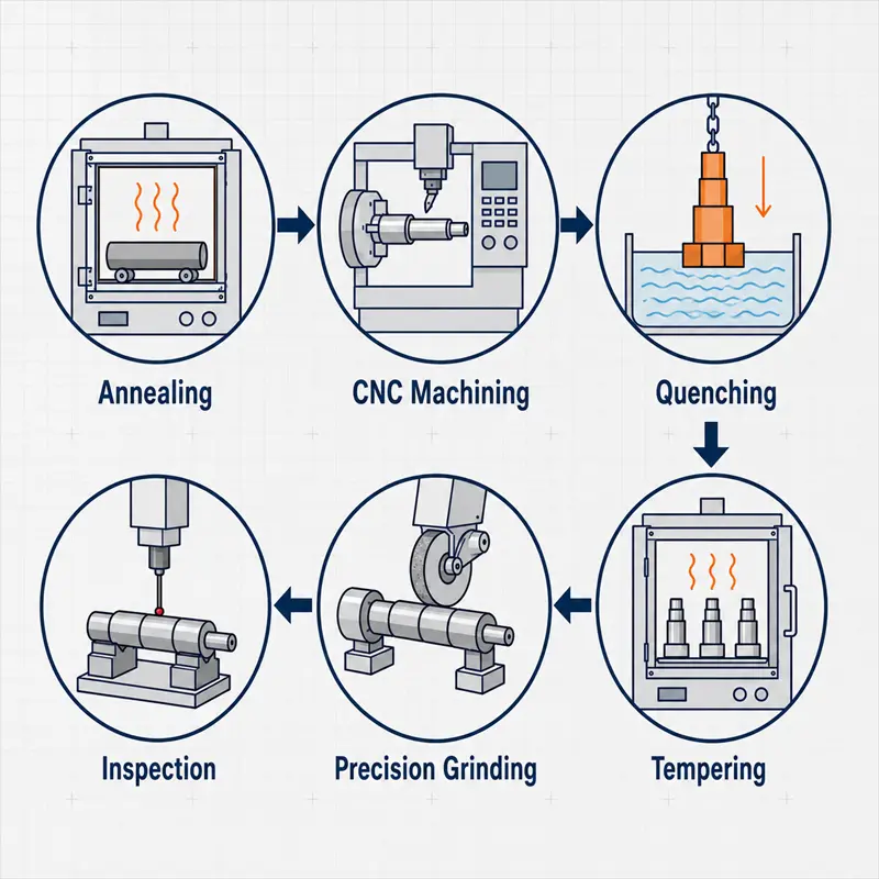 AISI 1566 steel heat treatment process
