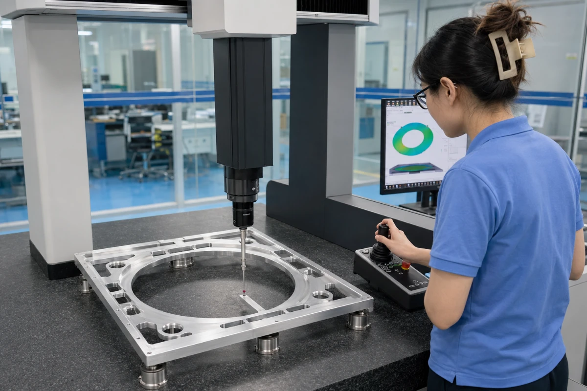 CMM inspection of a MIC6 aluminum baseplate
