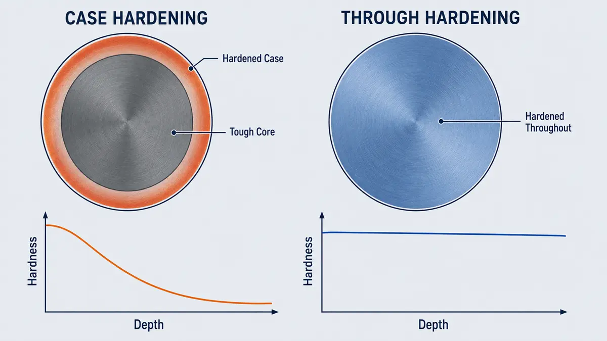 Case vs through hardening depth profiles