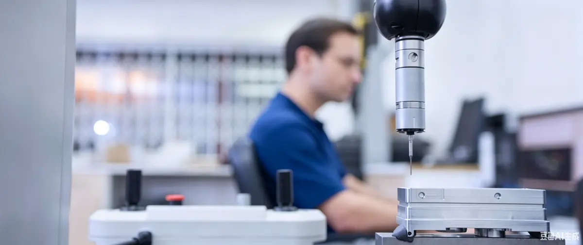 Coordinate measuring machine inspecting a CNC part