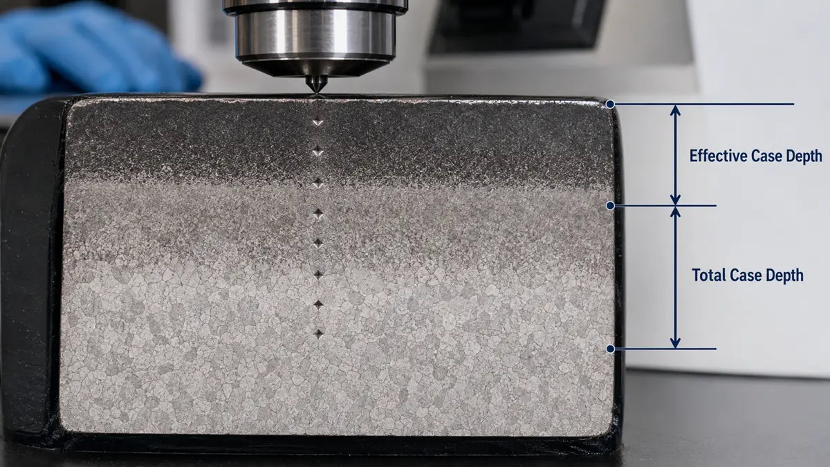 Effective and total case depth inspection