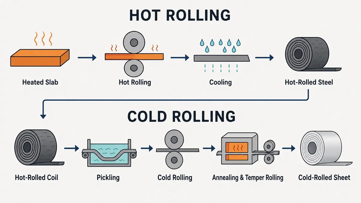 Hot rolling and cold rolling processes