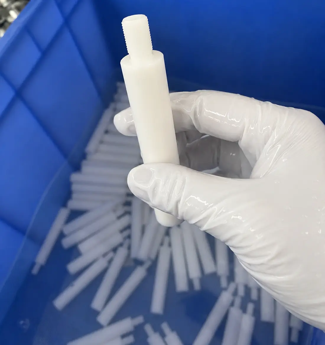 Inspecting CNC machined POM plastic part
