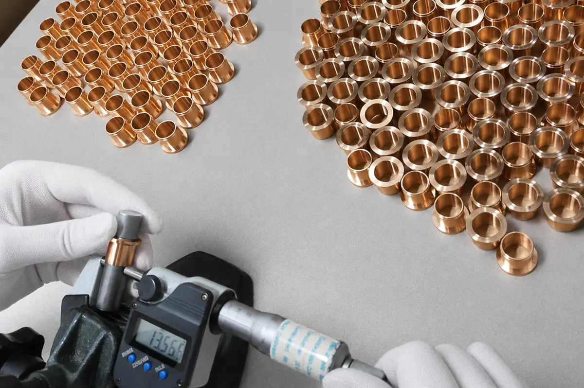 Inspection of CNC machined copper bushings