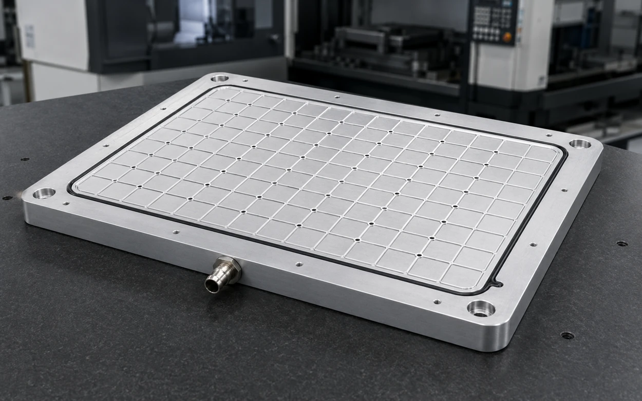 MIC6 vacuum chuck plate with grid channels