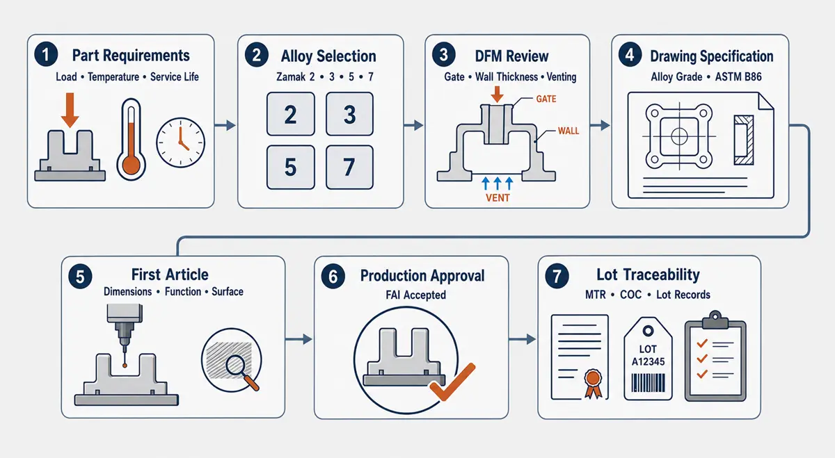 OEM Zamak alloy selection and approval process