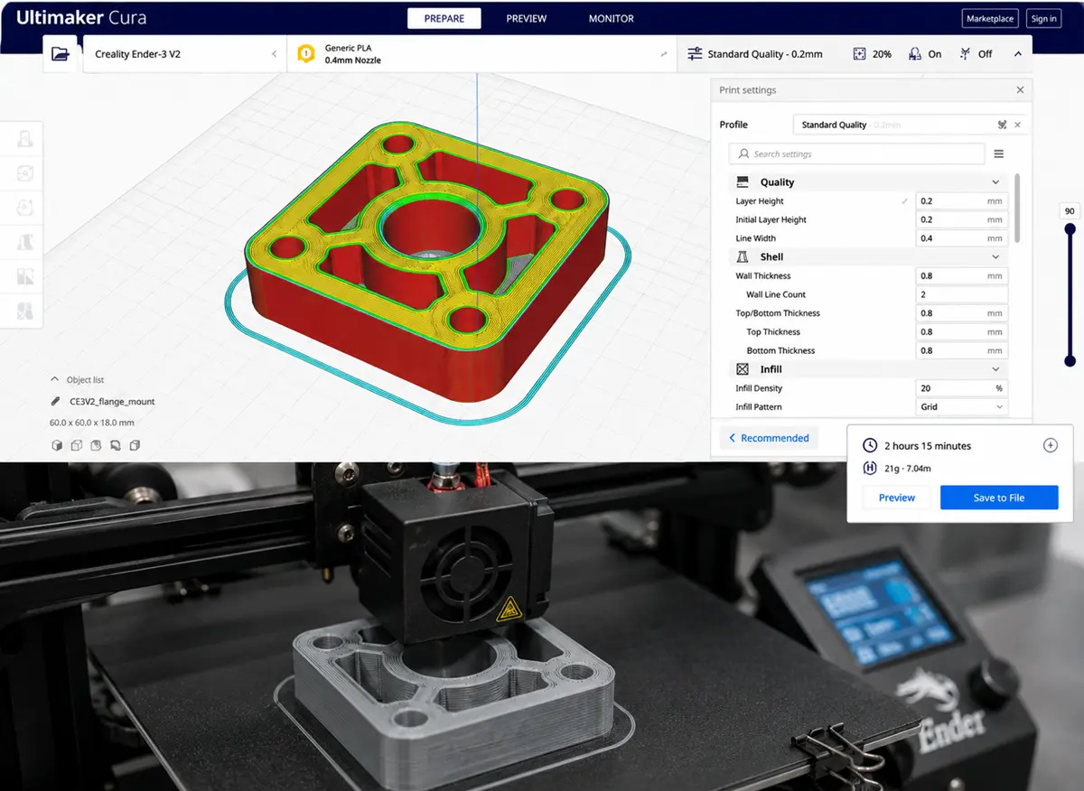 STL model prepared in slicing software for 3D printing