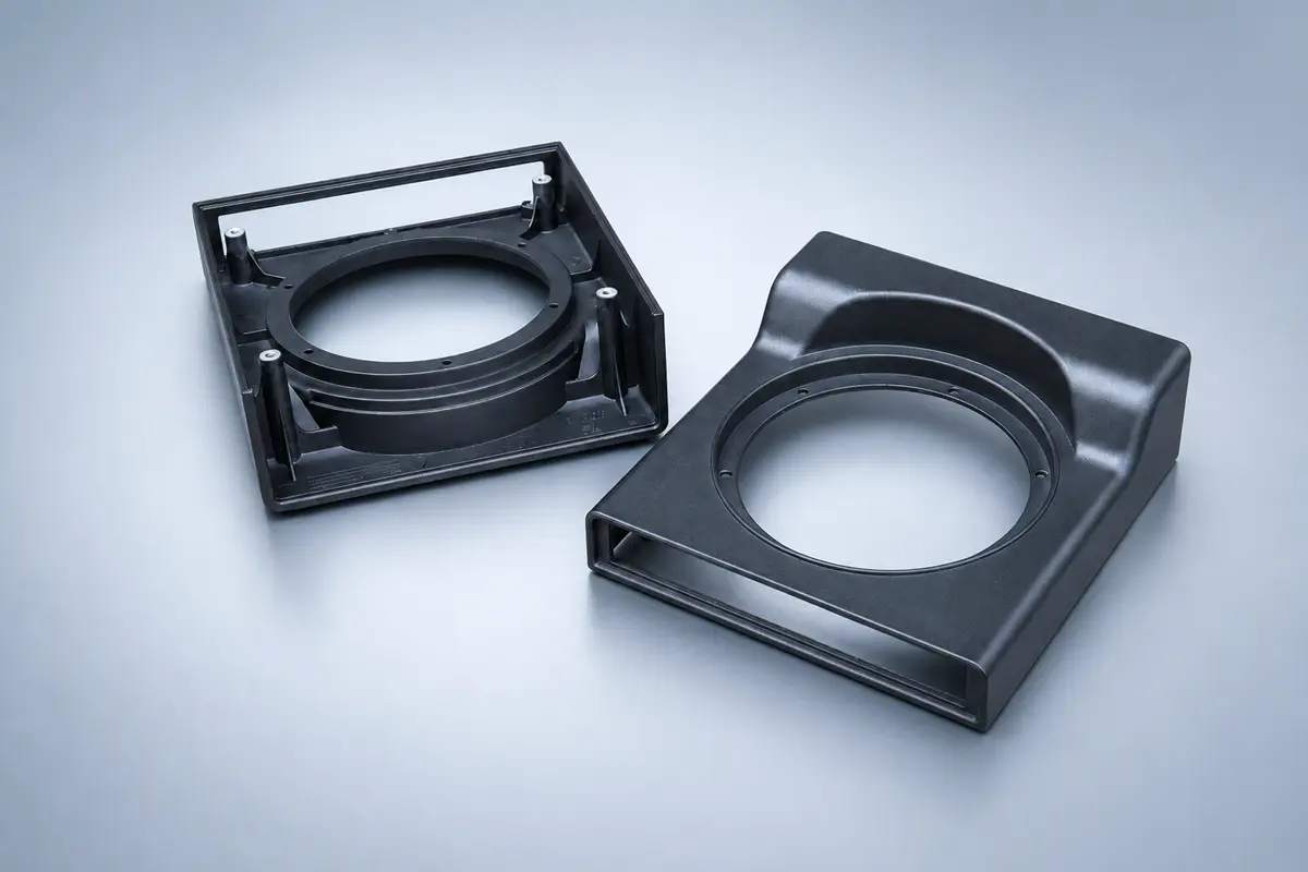 Thin-wall zinc castings with ribs and bosses