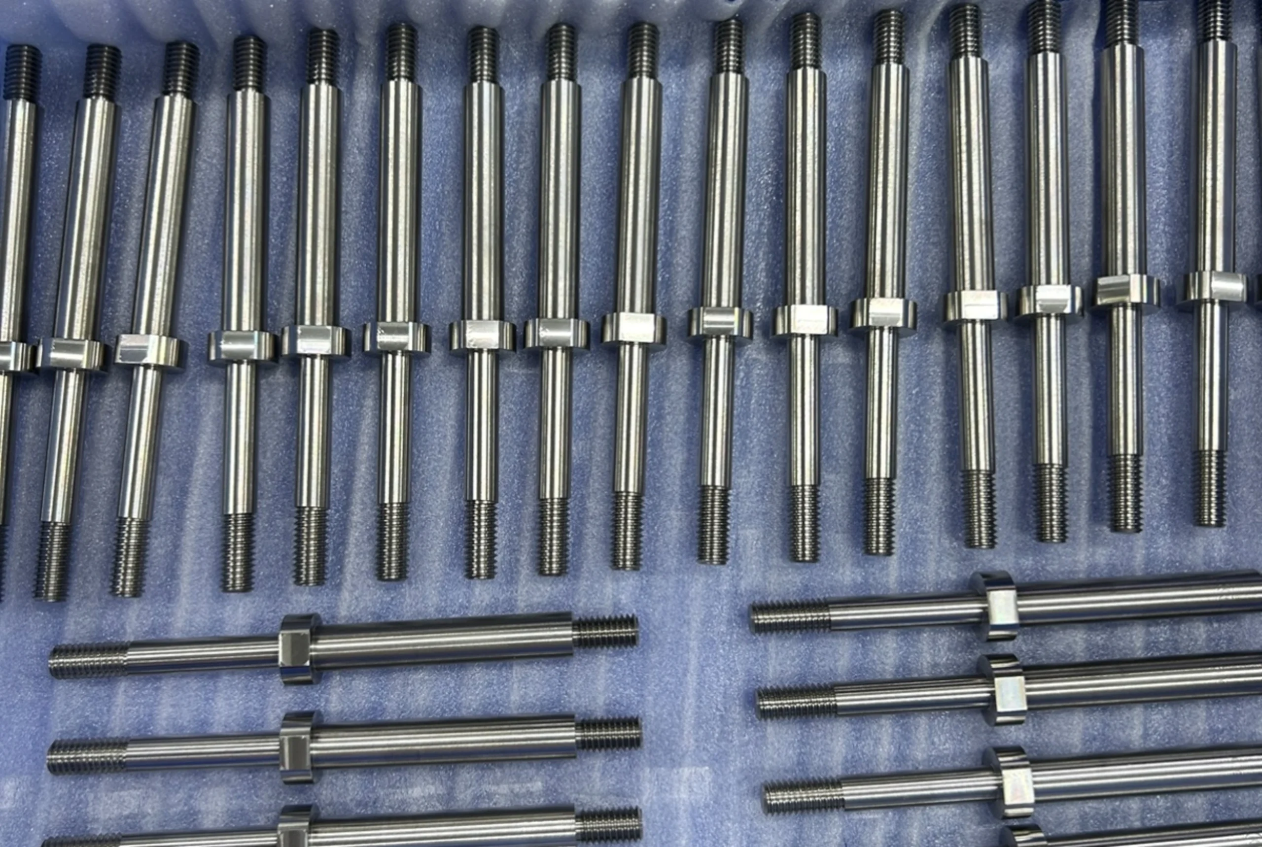 A controlled batch of precision stainless steel fit pins for rowing boats