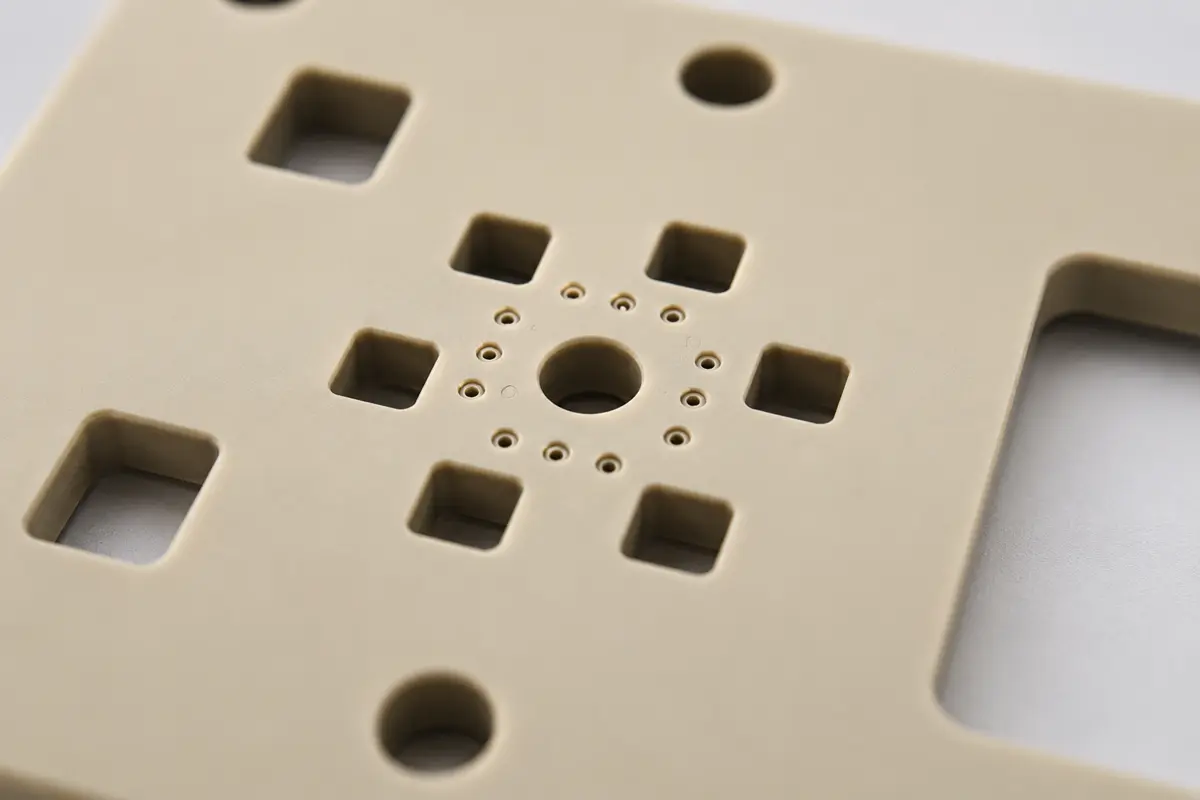 A detailed macro shot of wafer contact points