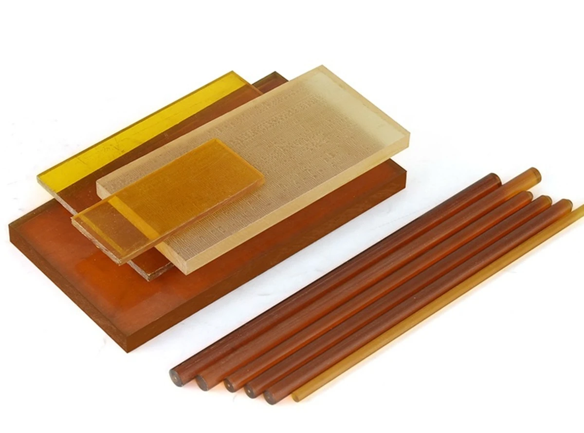 Amber PEI sheet plate and rod stock for CNC machining