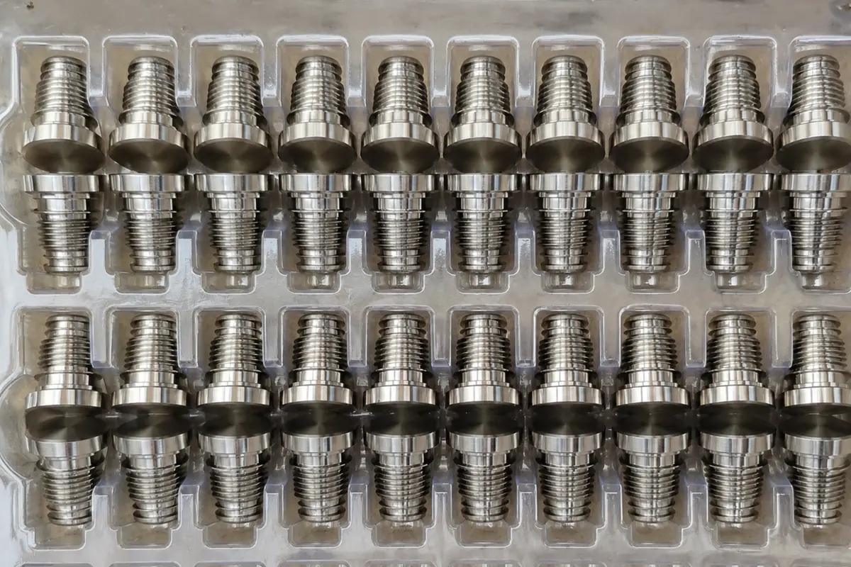 Batch of precision CNC machined threaded fasteners